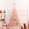 Costway 6ft/7ft Pink Christmas Tree Hinged Full Fir Tree Metal Season - 2 of 4