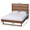 Baxton Studio Queen Size Donnica Wood Platform Bed Woven Rattan Brown/Walnut Brown - 4 of 4