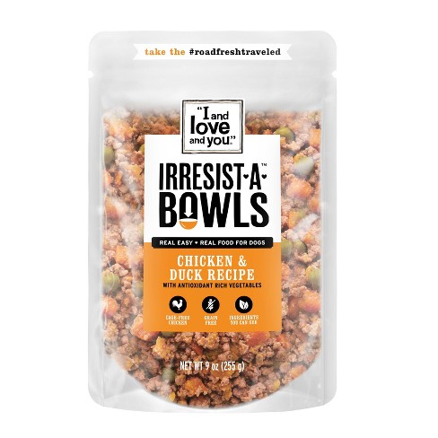 I And Love And You Irresist a bowl Chicken And Duck Wet Dog Food