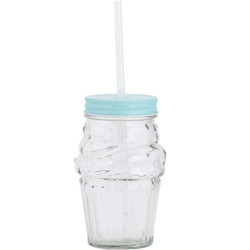 Amici Home Ice Cream Color Lid 16 oz Glass Mason Jars with Reusable Straws, Set of 3, 2 of 4