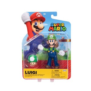 Nintendo Super Mario 4'' Luigi with Green Mushroom Action Figure - 1 of 4