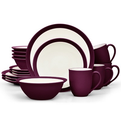 Noritake Colorwave Burgundy 16-piece Coupe Dinnerware Set, Service For ...