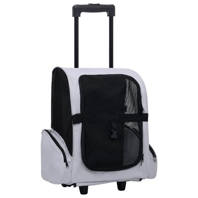 VidaXL Foldable Multipurpose Pet Trolley Carrier Bag in Gray - Ventilated and Collapsible Pet Backpack/Handbag for Small Pets