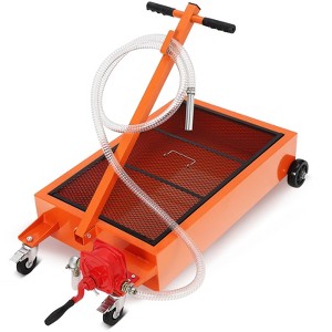 Waste Oil Drain Pan with Pump, 15 Gallon Low Profile Manual Oil Drain Change Pan with 8.2 Ft Hose & Folding Handle, Rolling Oil Drain Cart - 1 of 4
