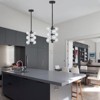 PAKOKULA Modern 10-Light Black Sputnik Chandelier with Swirled-Glass Orb Cluster Bubble Ribbed Glass - 3 of 4