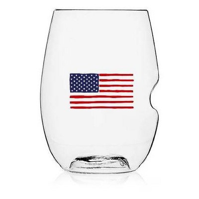 GoVino 16oz 2pk Plastic Stars and Stripes Limited Edition Wine Glasses