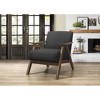 Fabric Upholstered Accent Chair with Attached Back and Seat Cushions, Foam Padding, Solid Rubberwood Frame and Walnut Finish - 2 of 4