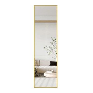GlasFlength Decorative Wall Mirrors Rectangular Accent Mirror Wall Mirror Polished Mirror Decorative Mirror for Living Room, Gold, 48"*13.8"*2" - 1 of 4