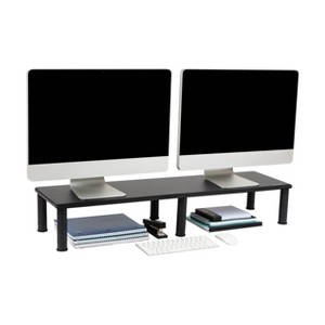 Mind Reader Dual Monitor Stand, Height Adjustable, Desktop Organizer, Laptop Riser, Office, 38.5"L x 11"W x 2.55-6.5"H, Black - 1 of 4