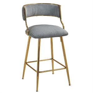 OUTSUPPLY Luxury Corduroy Bar Stool with Back, Golden Base & Footrest for Kitchen Island, Cafe, Vanity - 1 of 4