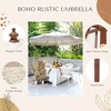 LAGarden BOHO 9' Fringe Patio Umbrella with Tassels UPF50+ Boho Style 5-Year-Non-Fading for Outdoor Yard Market Ivony Xchevron white - 3 of 4