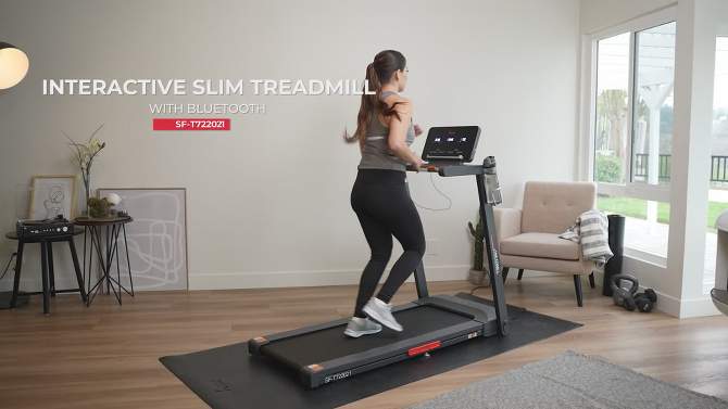 Sunny Health &#38; Fitness Interactive Slim Electric Treadmill, 2 of 11, play video