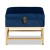 Baxton Studio Aliana Fabric and Metal Ottoman Navy Blue/Gold  Velvet Upholstered Bench, No Assembly Required - 3 of 4
