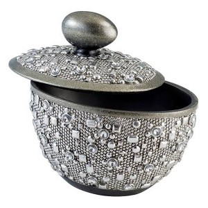 HomeRoots 9" Silver Resin Jewelry Box With Gemstones and Crystals - 1 of 4