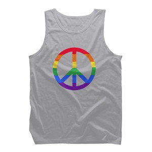 Adult Design By Humans Rainbow Pride and Peace Sign By JuanMedina Tank Top - 1 of 2