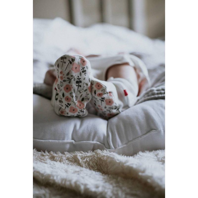 Goumi Baby Girls&#39; Organic Cotton Enchanted Garden Floral Boots - Pink 0-3M, 4 of 5