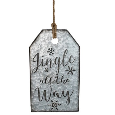 Northlight 12.25" Silver and Black Metal Distressed "Jingle All The Way" Christmas Wall Decor