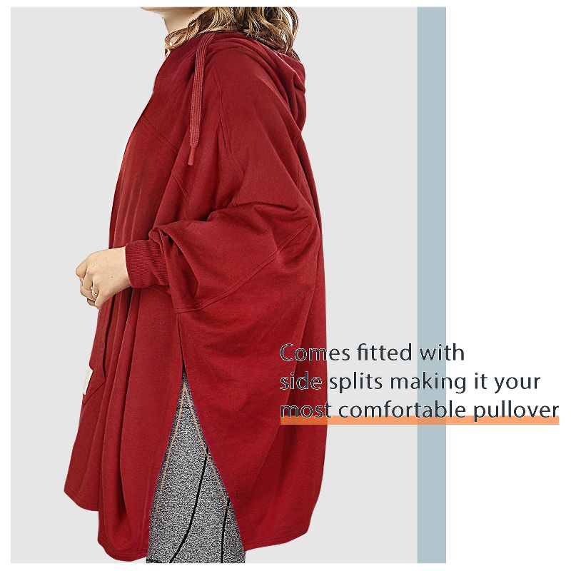 Catalonia Women’s Oversized Hoodie Sweatshirt Cape, Casual Hoodie Cape, Batwing Coat Pullover Blanket, 3 of 7