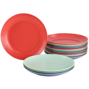 Gibson Home Zelly Melamine 8.5in 16 Piece Dessert Plate Set in Assorted Colors - 1 of 4