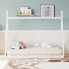 TopComfy Beds Bed frame Montessori Style Wood Twin Size Tent Beds for Kids House Shape Frame Low Floor Design for Bedroom, White, 79"*11"*6" - 3 of 4