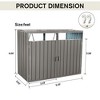 Outdoor Garbage Bin Storage Shed, Galvanized Steel Ventilated Trash Can Storage, Metal Bin Shed with Lockable Doors for Garden Yard Lawn - 4 of 4