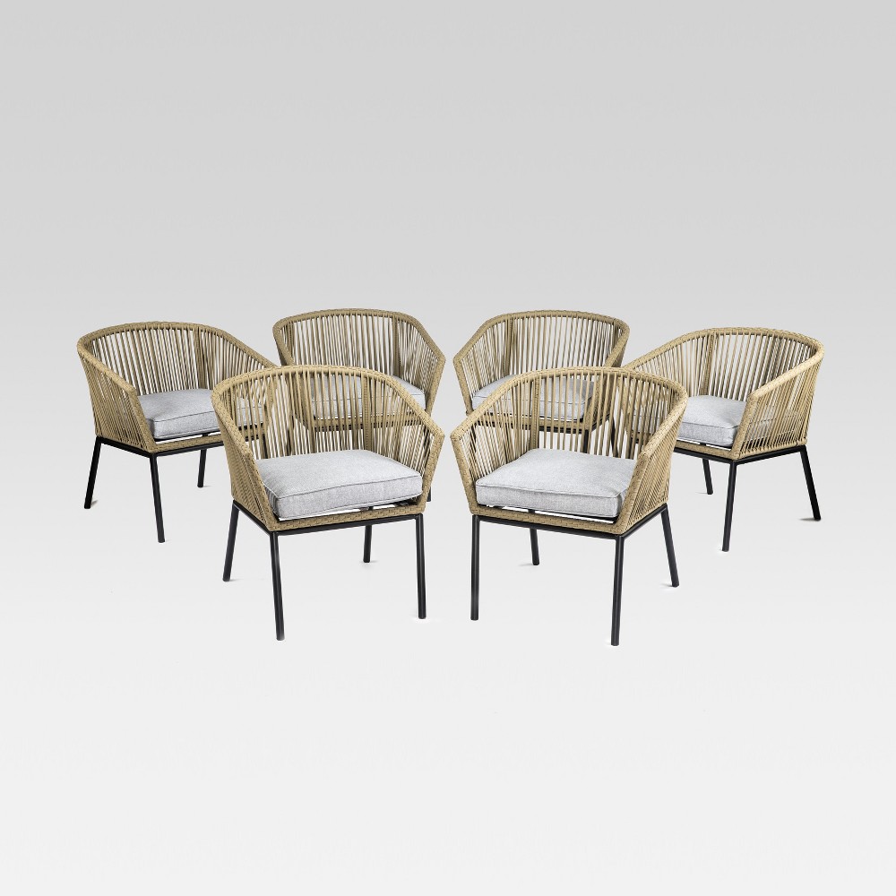 Standish 6pk Patio Dining Chair Natural/Gray - Project 62 was $900.0 now $450.0 (50.0% off)