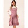 INSPIRE CHIC Women's Plaid Sleeveless Tie Back A-Line Overall Pinafore Dresses - 2 of 4