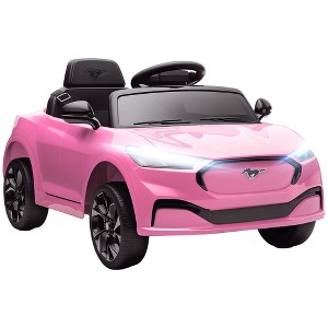 Qaba 12V Licensed Ford Mustang Mach-E Electric Car, Kids Ride On Car with Remote Control, Adjustable Speed, LED Light, Music, Suspension, Pink - 1 of 4