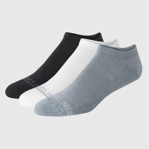 Hanes Premium Men's No Show Socks 3pk - White/black/gray 6-12 : Target