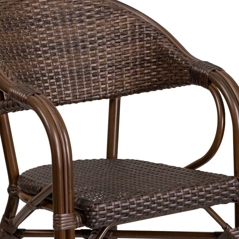 Emma and Oliver Rattan Restaurant Patio Bamboo-Aluminum Frame Chair with Open Back, 6 of 13