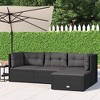 vidaXL Modern 4-Piece Patio Lounge Set with Adjustable Seat and Cushions, Black Poly Rattan and Powder-Coated Steel - 2 of 4