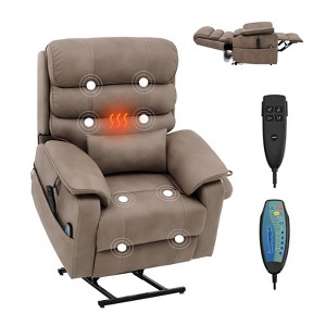 VEVOR Power Lift Recliner Chair,Lift Chair with Heat and Massage for Elderly,Dual Motor Recliner Chair with a  Cup holder, (Medium-Wide, Light Brown) - 1 of 4