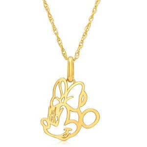 Disney Minnie Mouse 14k Yellow Gold Cutout Silhouette Pendant Necklace, 18" - 1 of 4