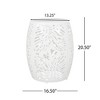CAVINAS Modern Iron Patio Side Table with Tropical Palm Leaf Cut Design, Modern Barrel-Shaped Patio End Tables, Iron-cut  Outdoor Table - 3 of 4