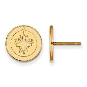 Black Bow Jewelry 10k Yellow Gold Winnipeg Jets NHL Stud Earrings - 1 of 3