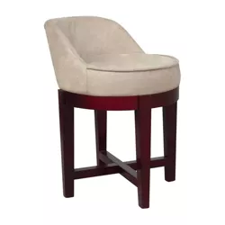 Bathroom Vanity Microfiber Swivel Chair with Solid Wood Legs Light Beige - Teamson Home