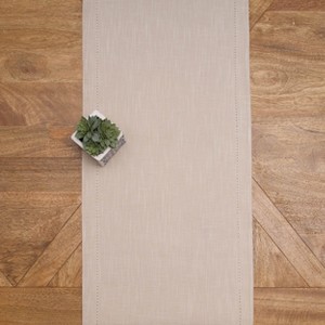 C&F Home Hemstitch Solid Tan 100% Cotton Cloth Table Runner 14" x 72" - 1 of 4