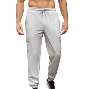 Coolmee Mens Cargo Pants Casual Drawstring Athletic Jogger Sports Outdoor Trousers with Pockets - 1 of 4