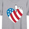 Women's - Peanuts - Snoopy On Flag Heart Oversized Graphic T-Shirt - 2 of 4
