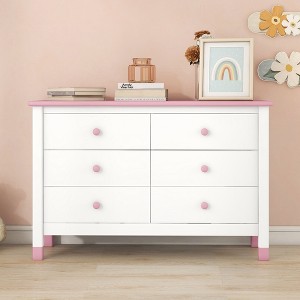 NicBex Modern Wooden Storage Dresser with 6 Drawers,Double Chest of Drawers for Kids Room,Living Room,Bedroom,Entryway,Hallway - 1 of 4