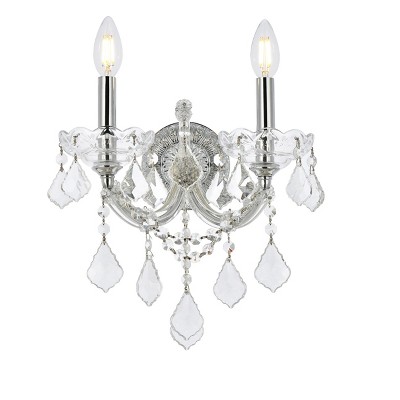 Elegant Lighting Maria Theresa 2 light Chrome Wall Sconce Clear Royal Cut Crystal