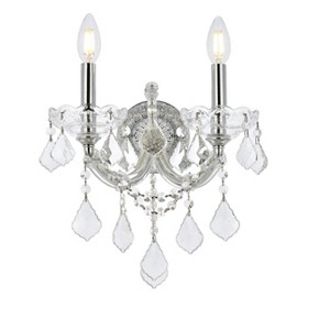 Elegant Lighting 2800W2C/RC Maria Theresa 16" 2-Light Wall Sconce, Chrome Finish with Clear Royal Cut Crystal - 1 of 4