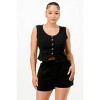Slickblue Cropped Vest & High Waist Short Set, Button Detail, 2 Piece Lounge Outfit, Summer Chic, Color Option, Size S-L - 2 of 4