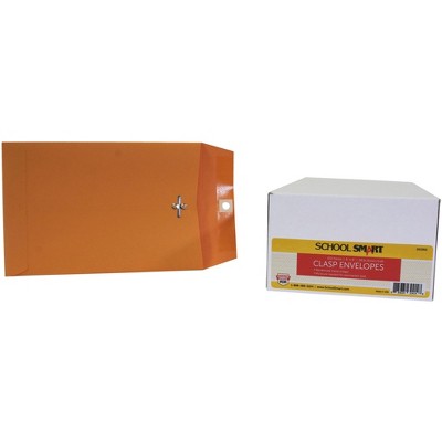 School Smart Kraft Envelopes with Clasp, 6 x 9 Inches, pk of 100