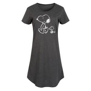 Women's - Peanuts - I'll Follow You Snoopy & Woodstock Graphic T-shirt Dress - 1 of 4