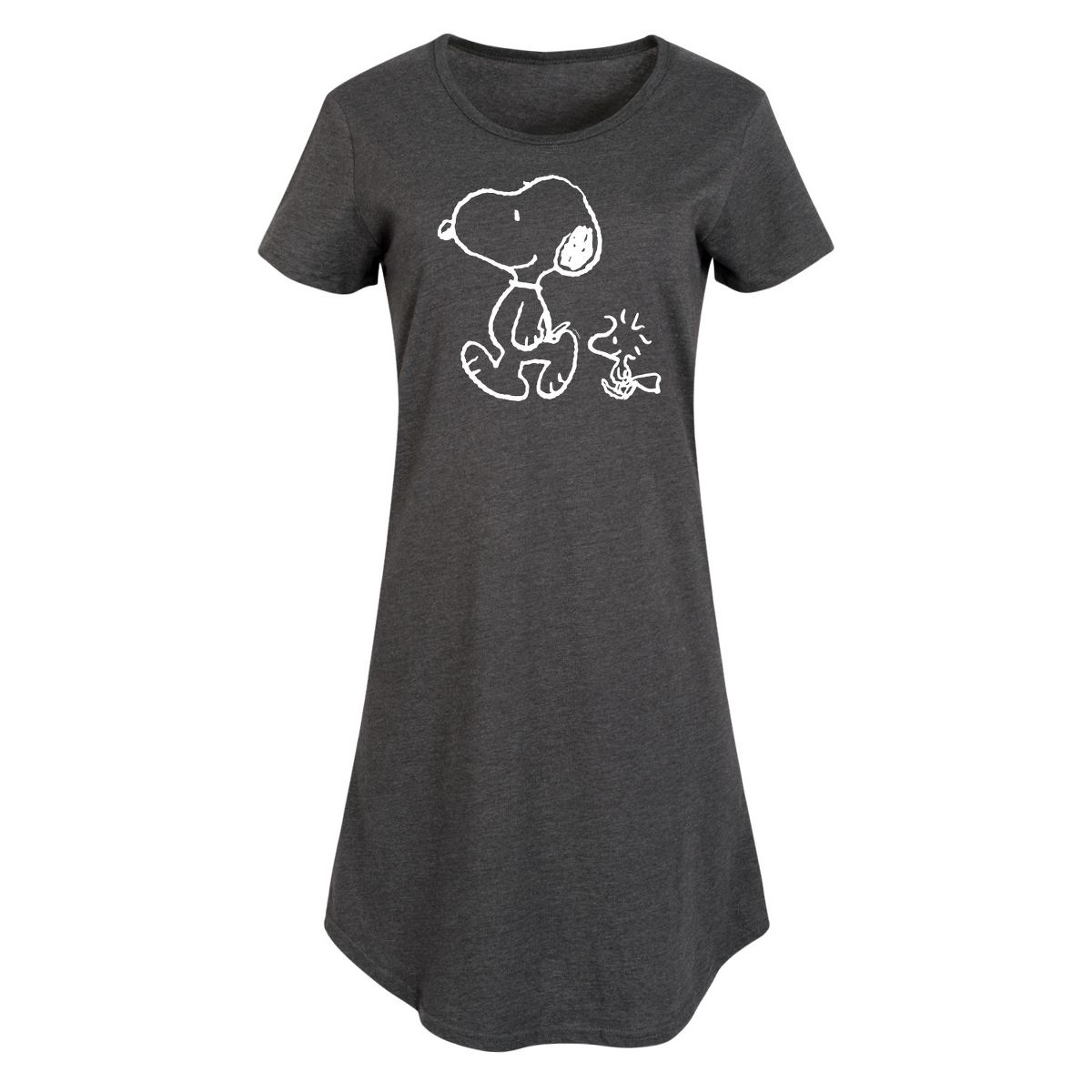 Women's - Peanuts - I'll Follow You Snoopy & Woodstock Graphic T-shirt Dress - thumbnail 6