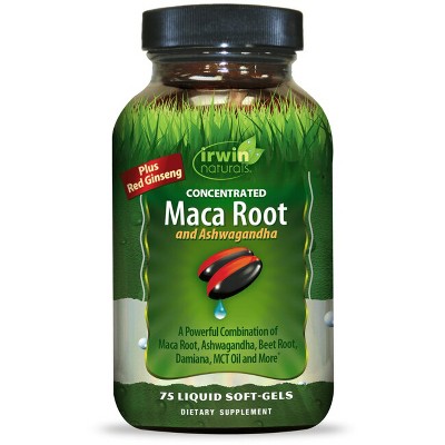 Irwin Naturals Herbal Supplements Concentrated Maca Root and Ashwagandha Softgel 75ct