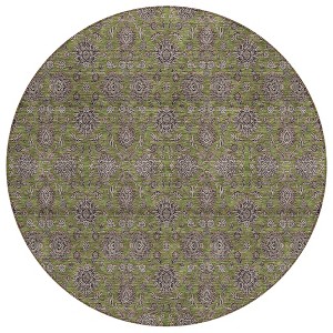 Olive Green Beige And Taupe Floral Washable Indoor Outdoor Area Rug - 1 of 4