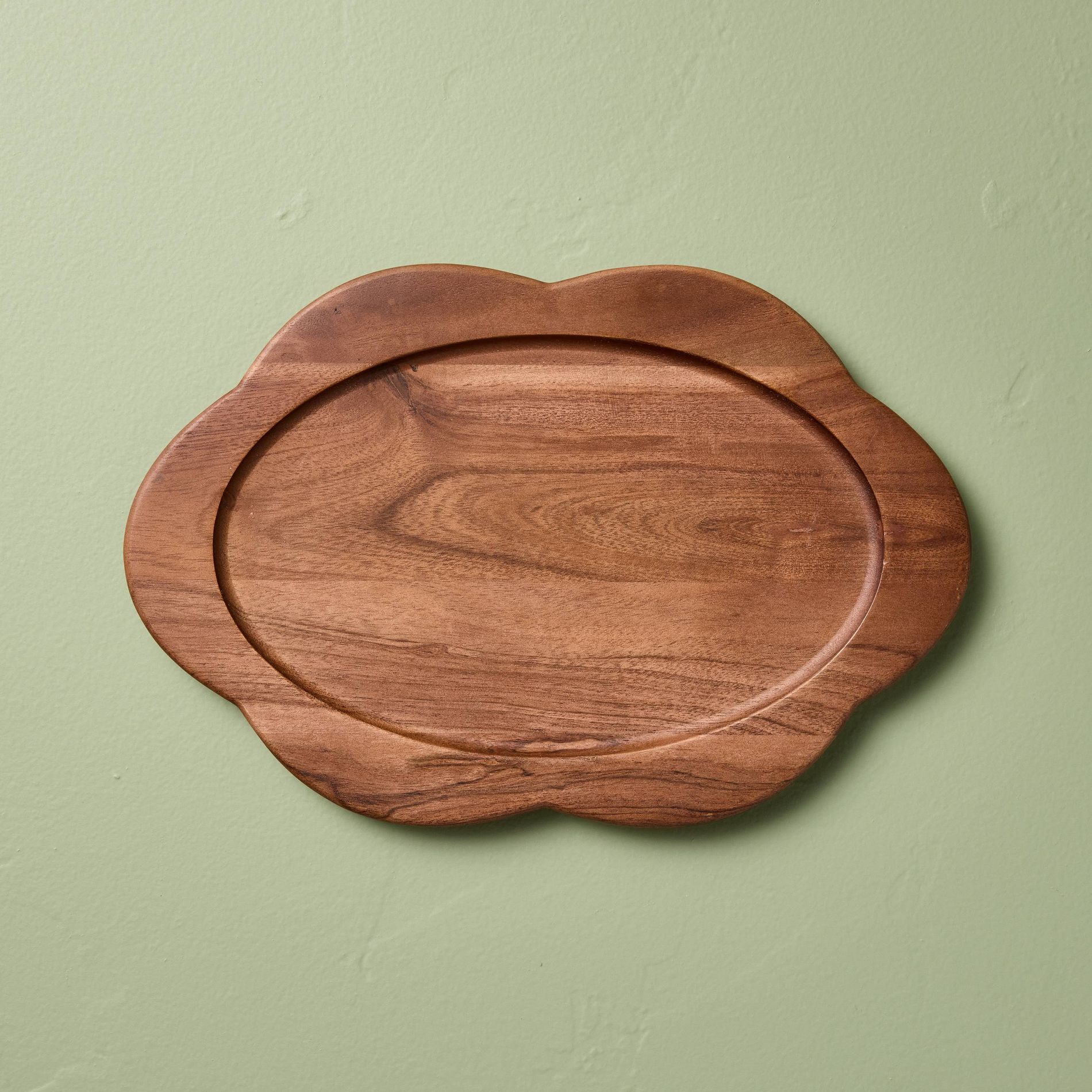 12" Small Wood Scallop Oval Tray - Hearth & Hand™ with Magnolia