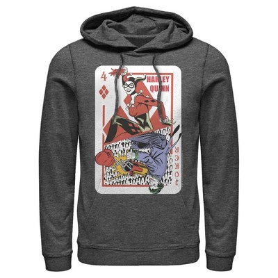 Men's Batman Harley Quinn Joker Poker Card Pull Over Hoodie : Target